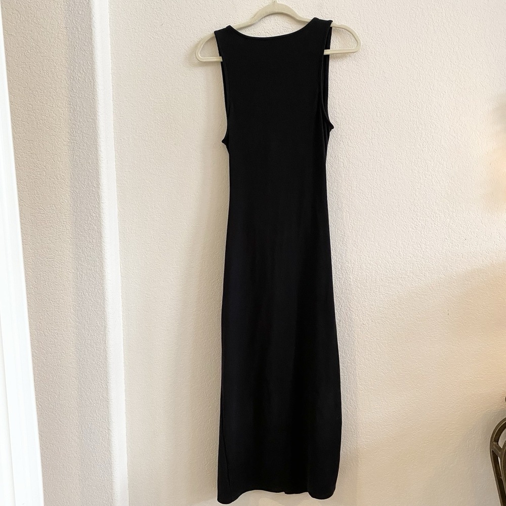 Lulus Dress Black Open Front Button Up Stretch Sleeveless‎ Bodycon Midi  XL - Picture 6 of 10